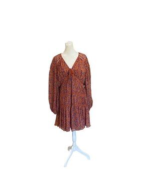 Rebecca Minkoff Sz L peasant dress. Tiered skirt sheer sleeves boho prairie